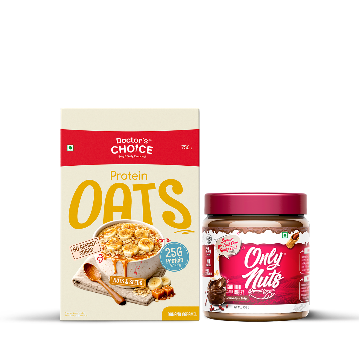 Protein Oats Banana Caramel 750g + Choco Fudge Peanut Spread 750g