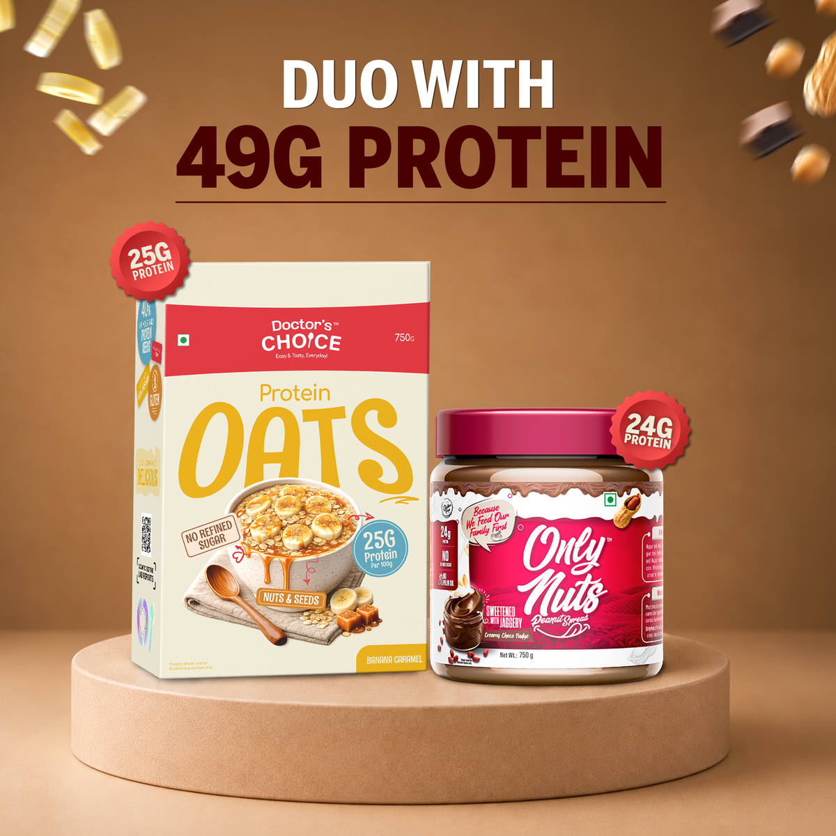 Protein Oats Banana Caramel 750g + Choco Fudge Peanut Spread 750g