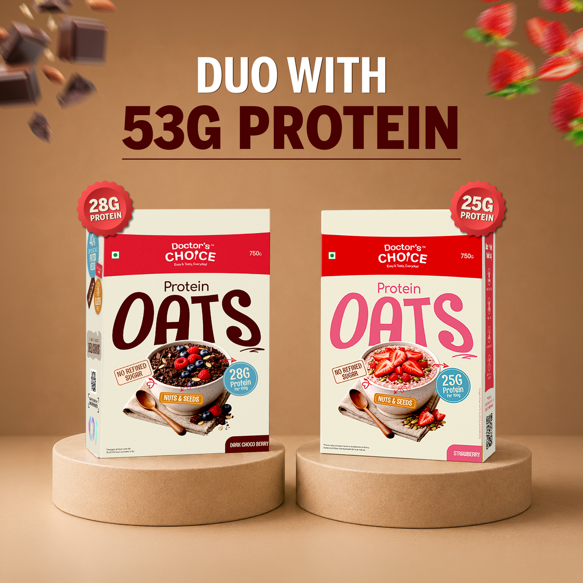 Protein Oats Combo – Chocolate & Strawberry Protein Oats