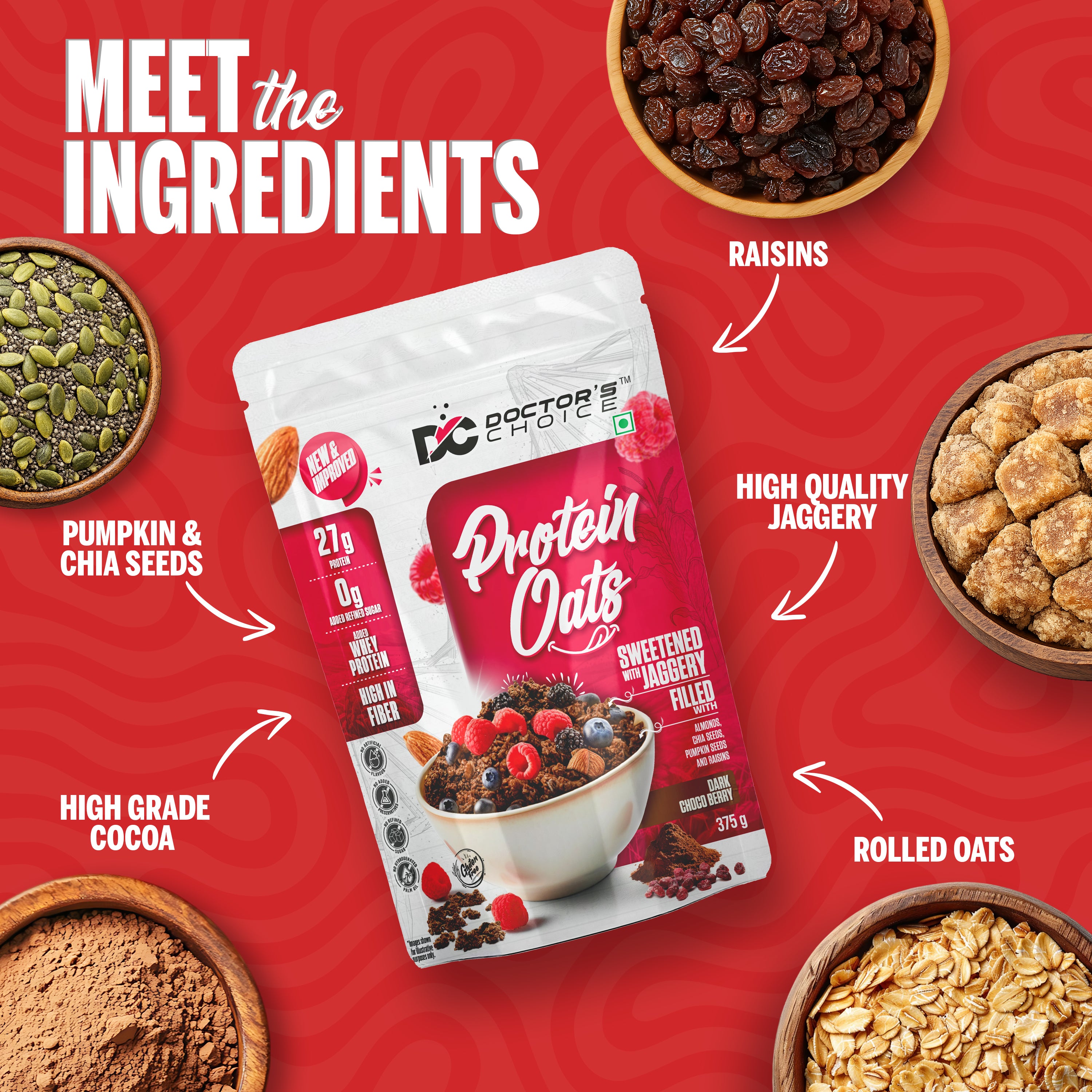 Doctor's Choice Protein Oats 375 GM