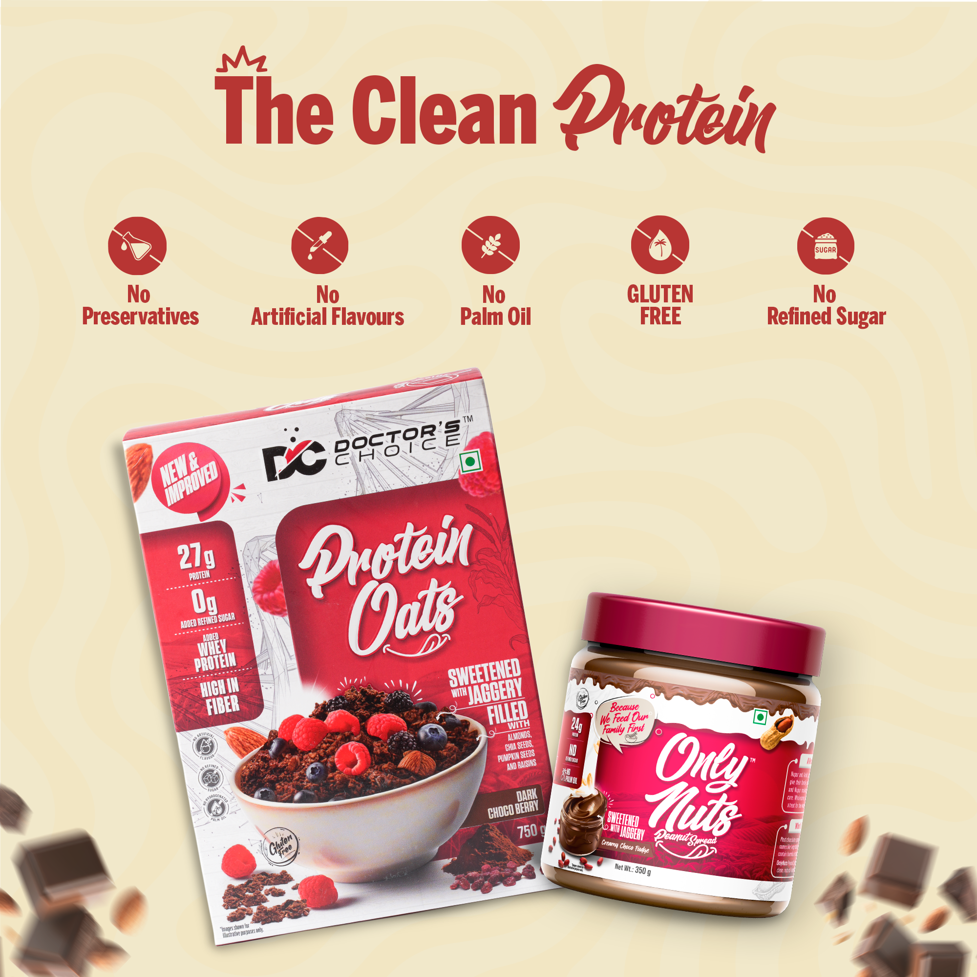 Protein Oats 750g + Choco Fudge Peanut Spread 750g