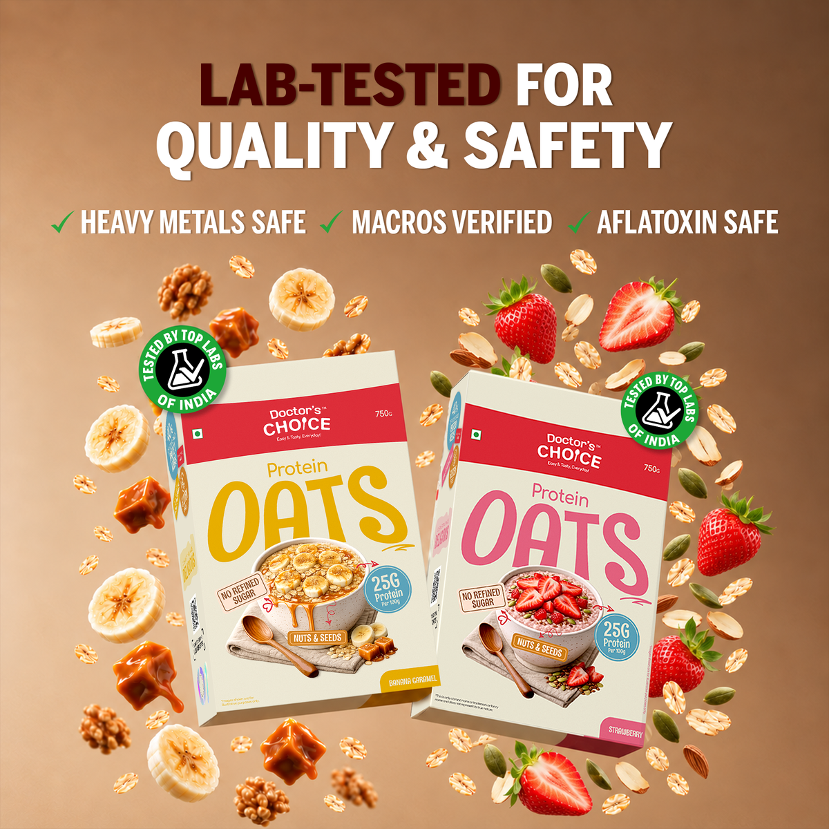 Protein Oats Combo – Banana Caramel & Strawberry Protein Oats