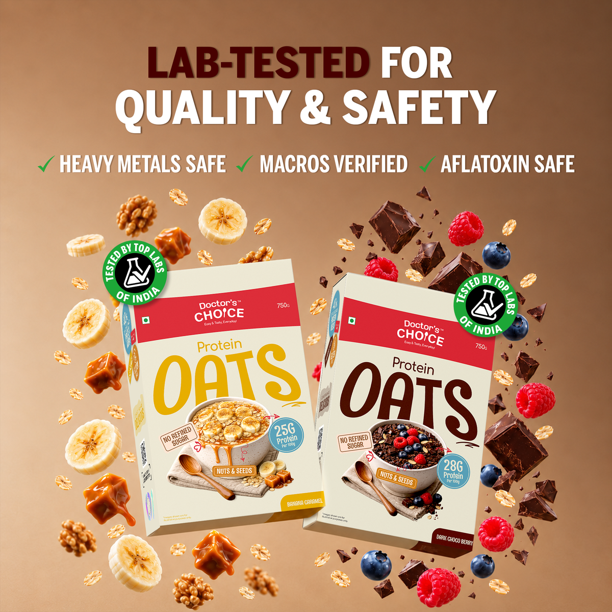 Protein Oats Combo – Banana Caramel & Chocolate Protein Oats