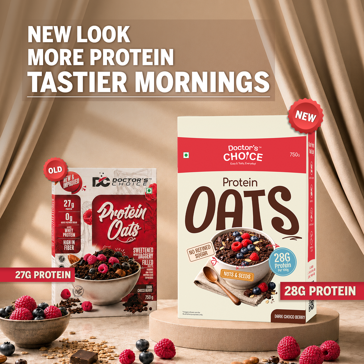 Doctor's Choice Dark Choco Berry Protein Oats 750 GM