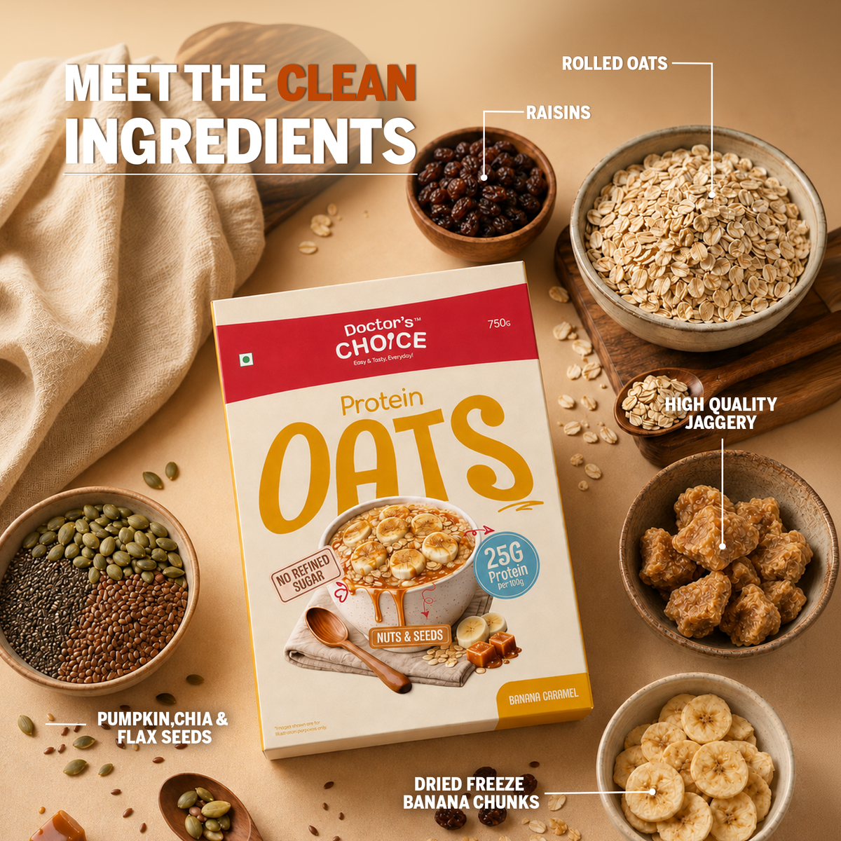 Protein Oats (Banana Caramel) 750 GM