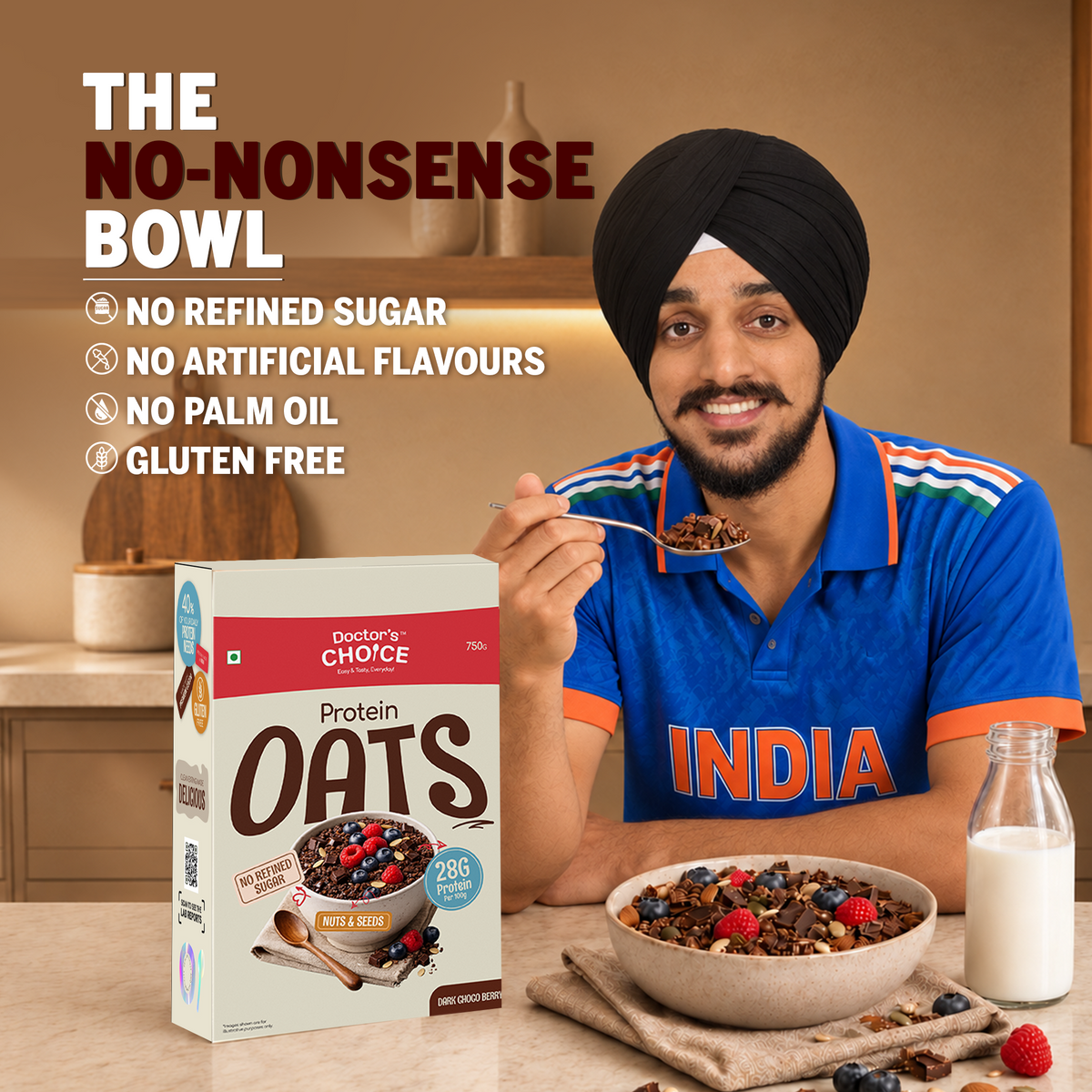 Doctor's Choice Dark Choco Berry Protein Oats 750 GM