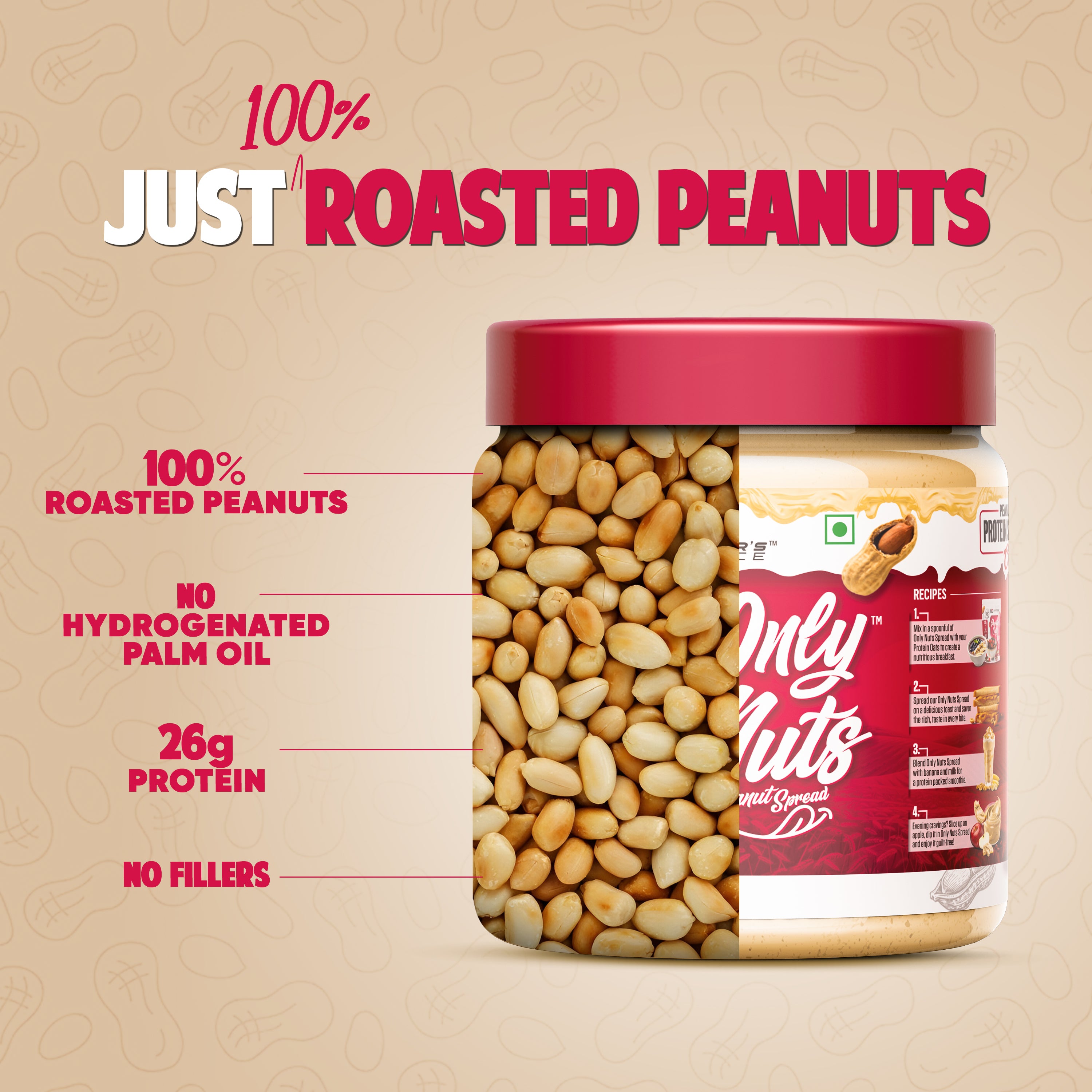 ONLY NUTS - Peanut Spread Unsweetened Creamy