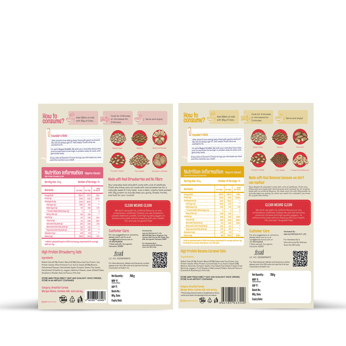 Protein Oats Combo – Banana Caramel & Strawberry Protein Oats