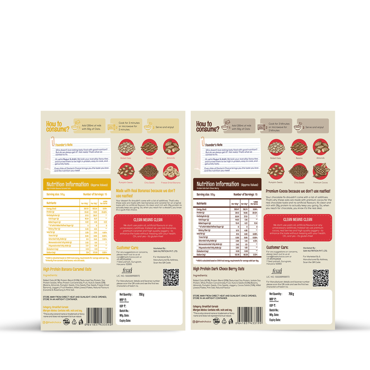 Protein Oats Combo – Banana Caramel & Chocolate Protein Oats