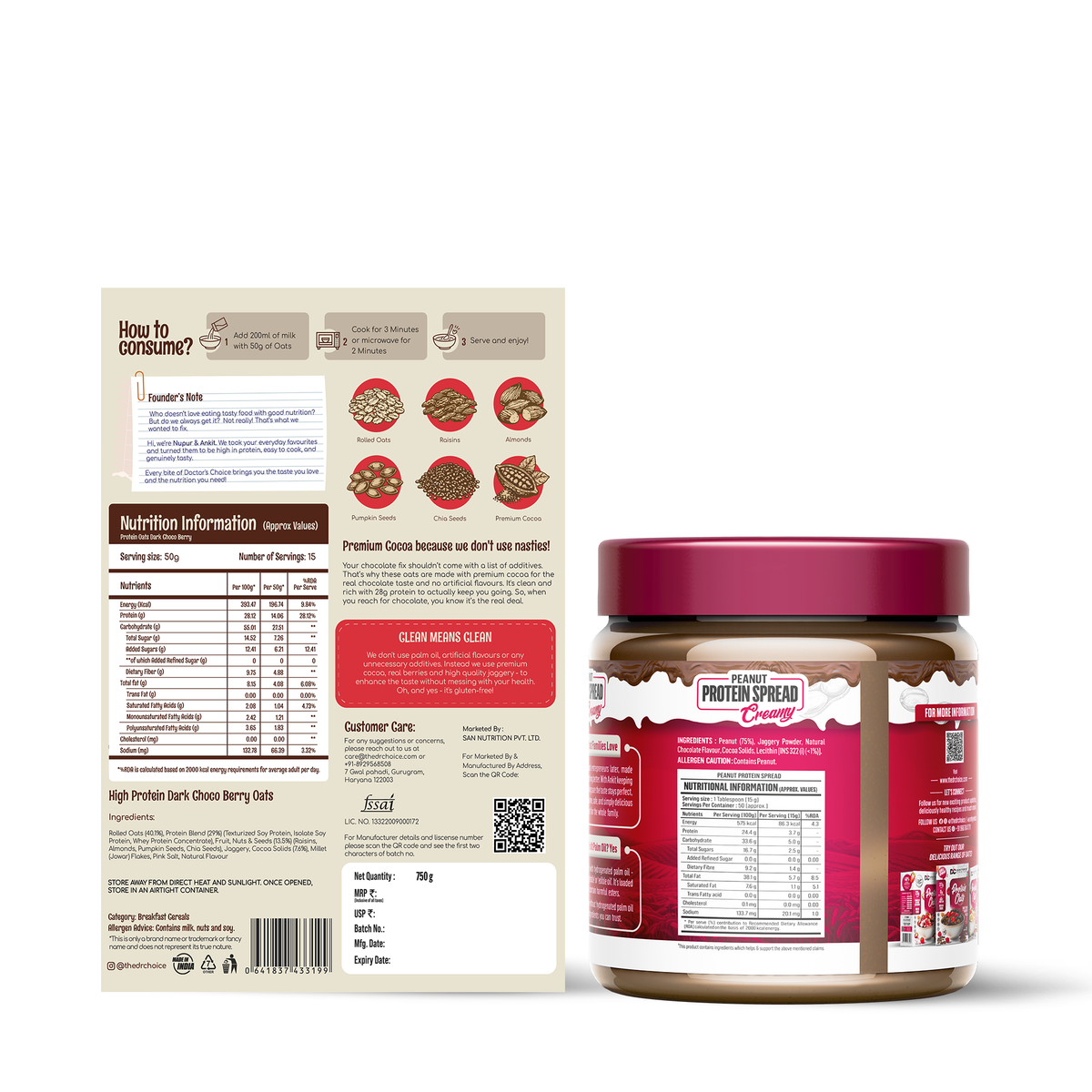 Protein Oats 750g + Choco Fudge Peanut Spread 750g