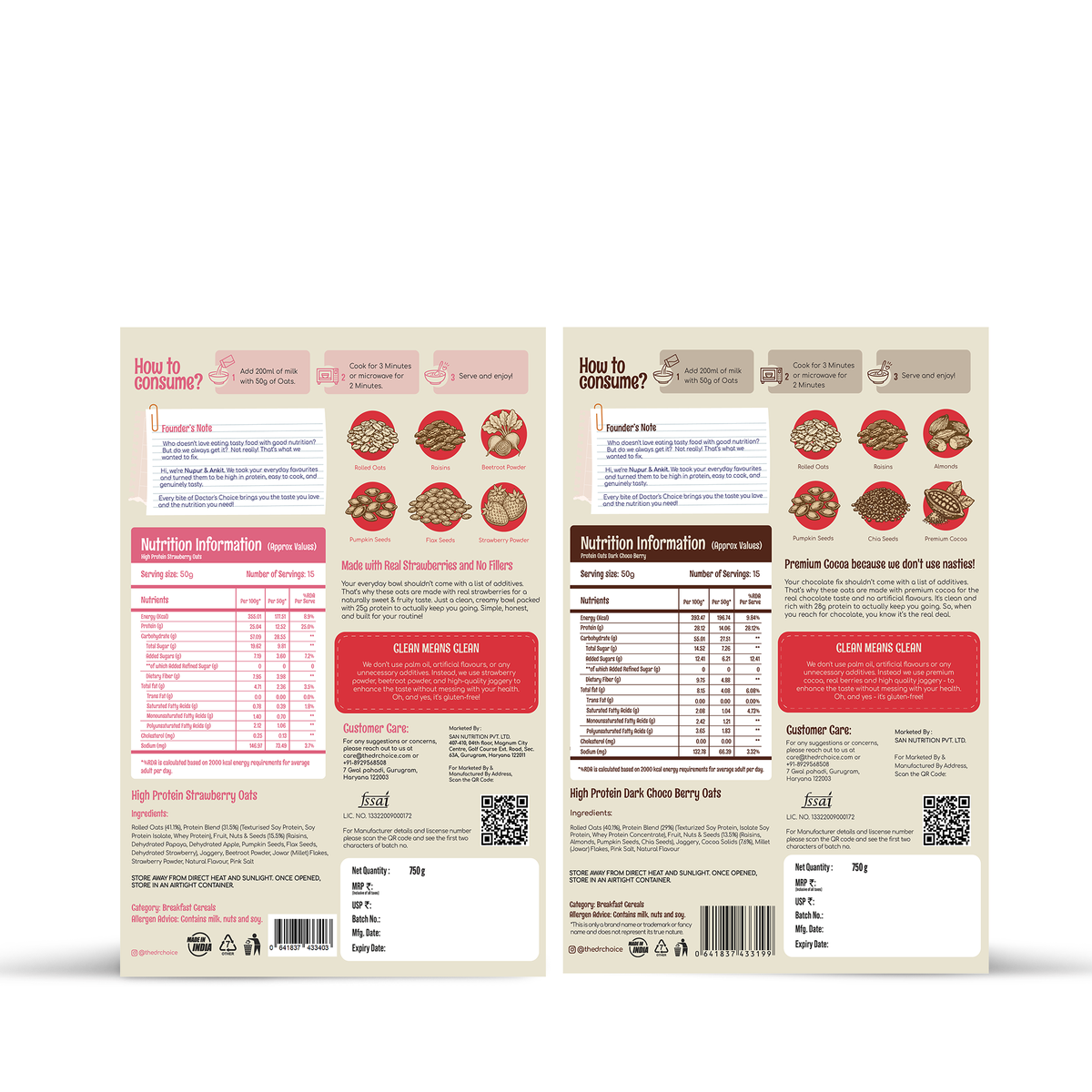 Protein Oats Combo – Chocolate & Strawberry Protein Oats