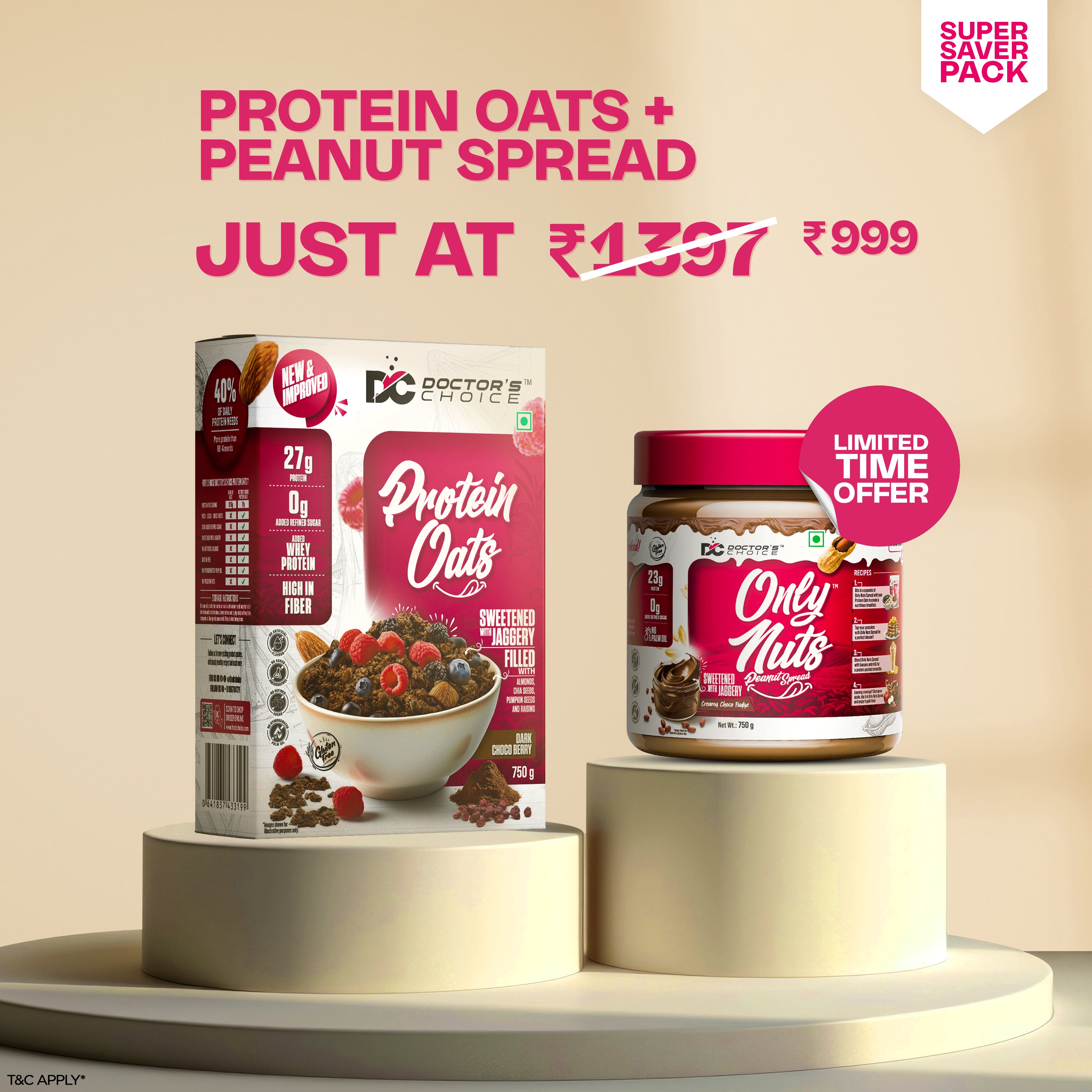 Protein Oats 750g + Choco Fudge Peanut Spread 750g