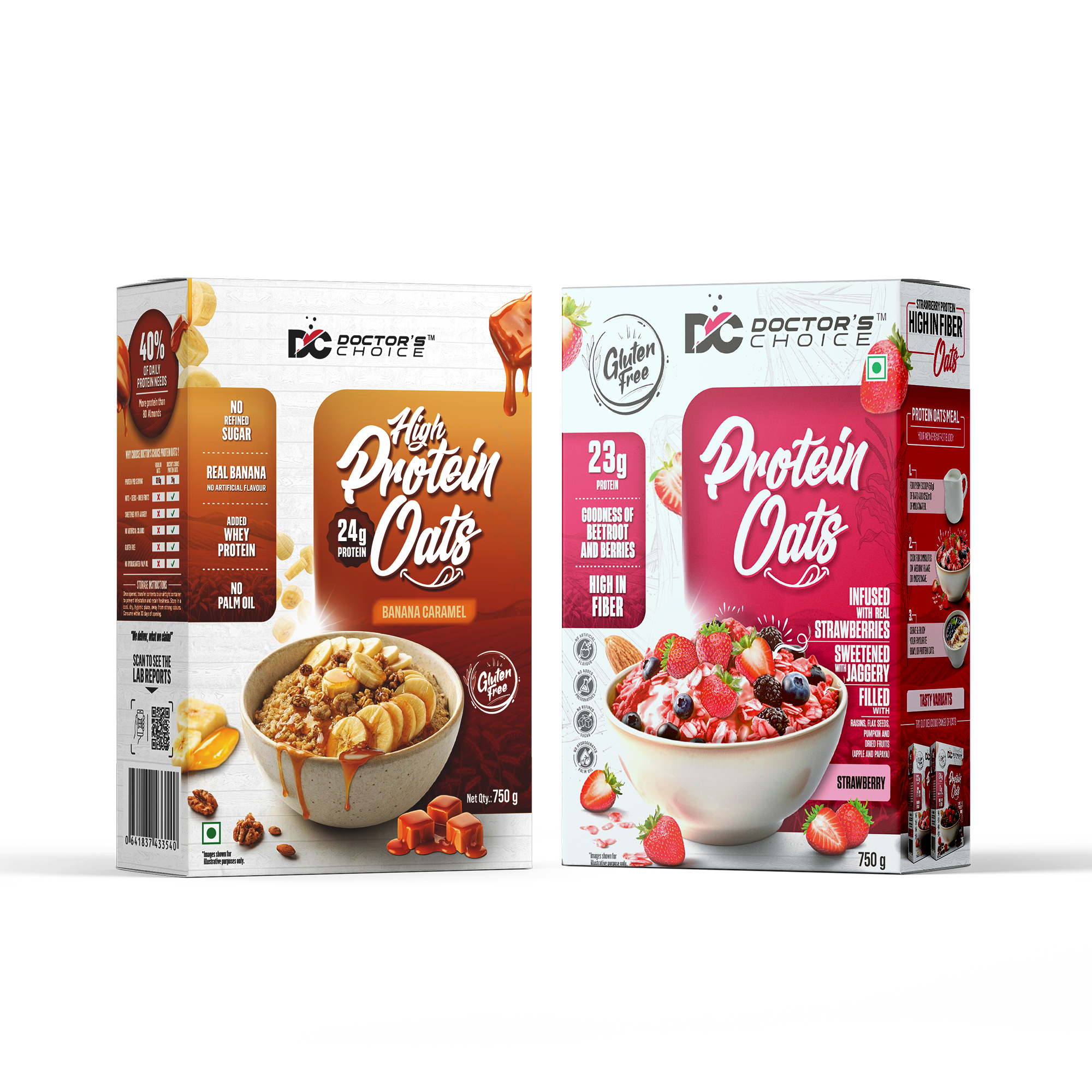 Protein Oats Combo – Banana Caramel & Strawberry Protein Oats