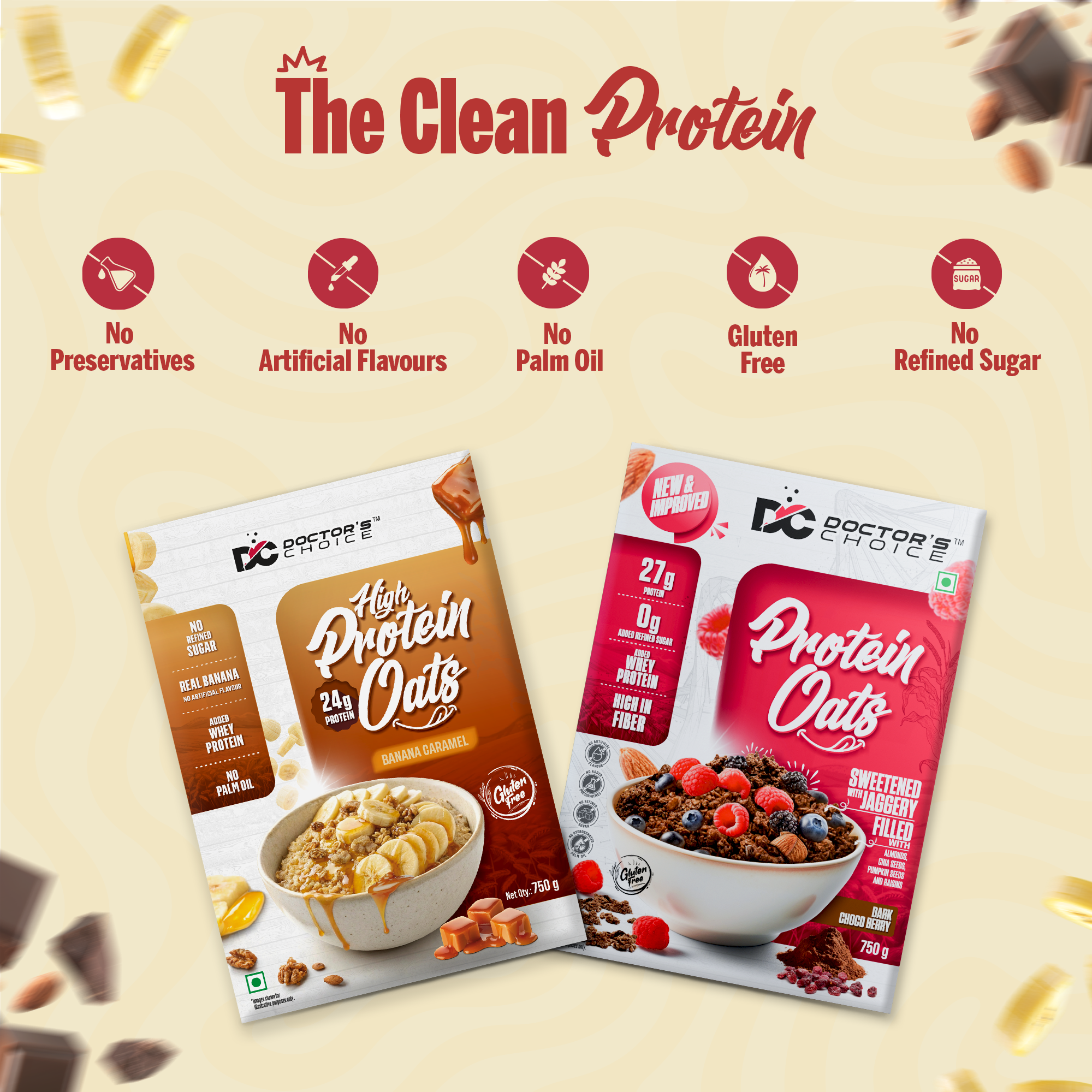 Protein Oats Combo – Banana Caramel & Chocolate Protein Oats