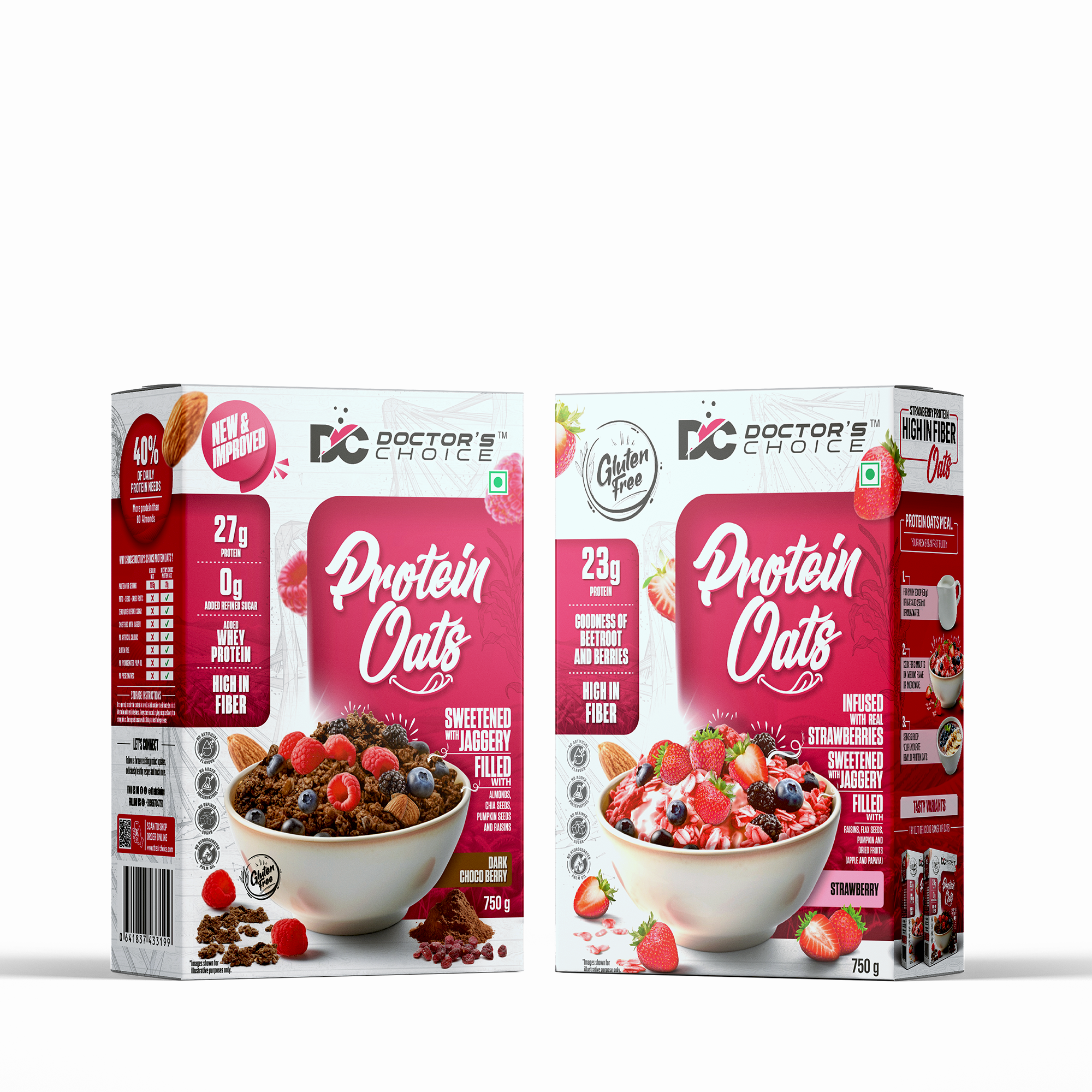 Protein Oats Combo – Chocolate & Strawberry Protein Oats