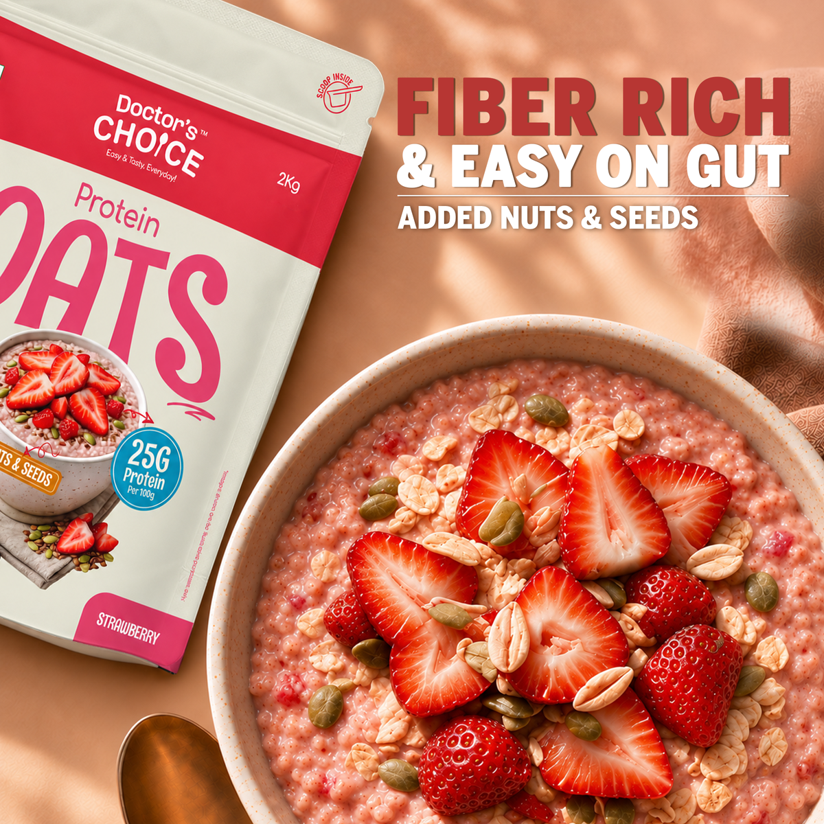 Doctor's Choice Strawberry Protein Oats 2kg