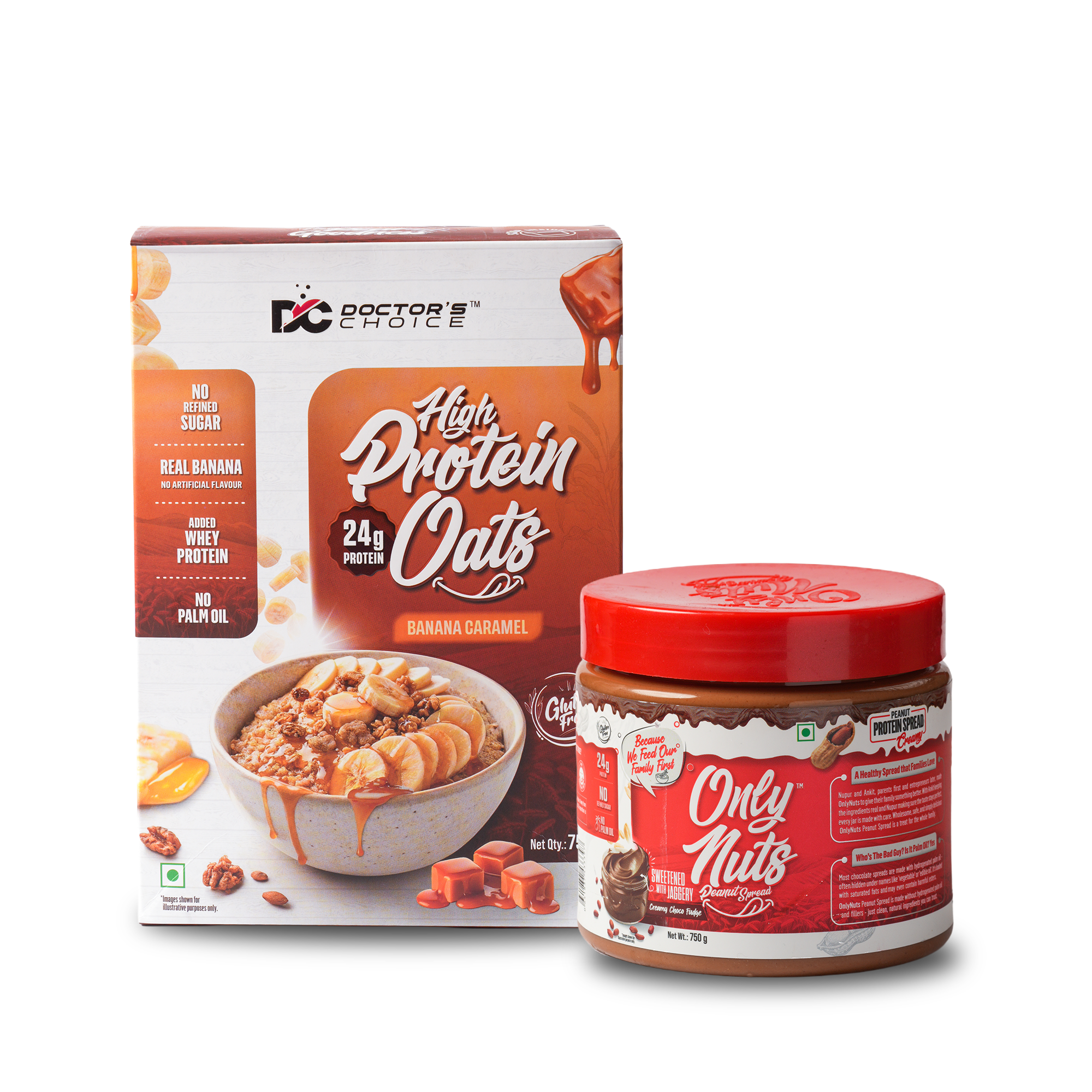 Protein Oats Banana Caramel 750g + Choco Fudge Peanut Spread creamy 750g