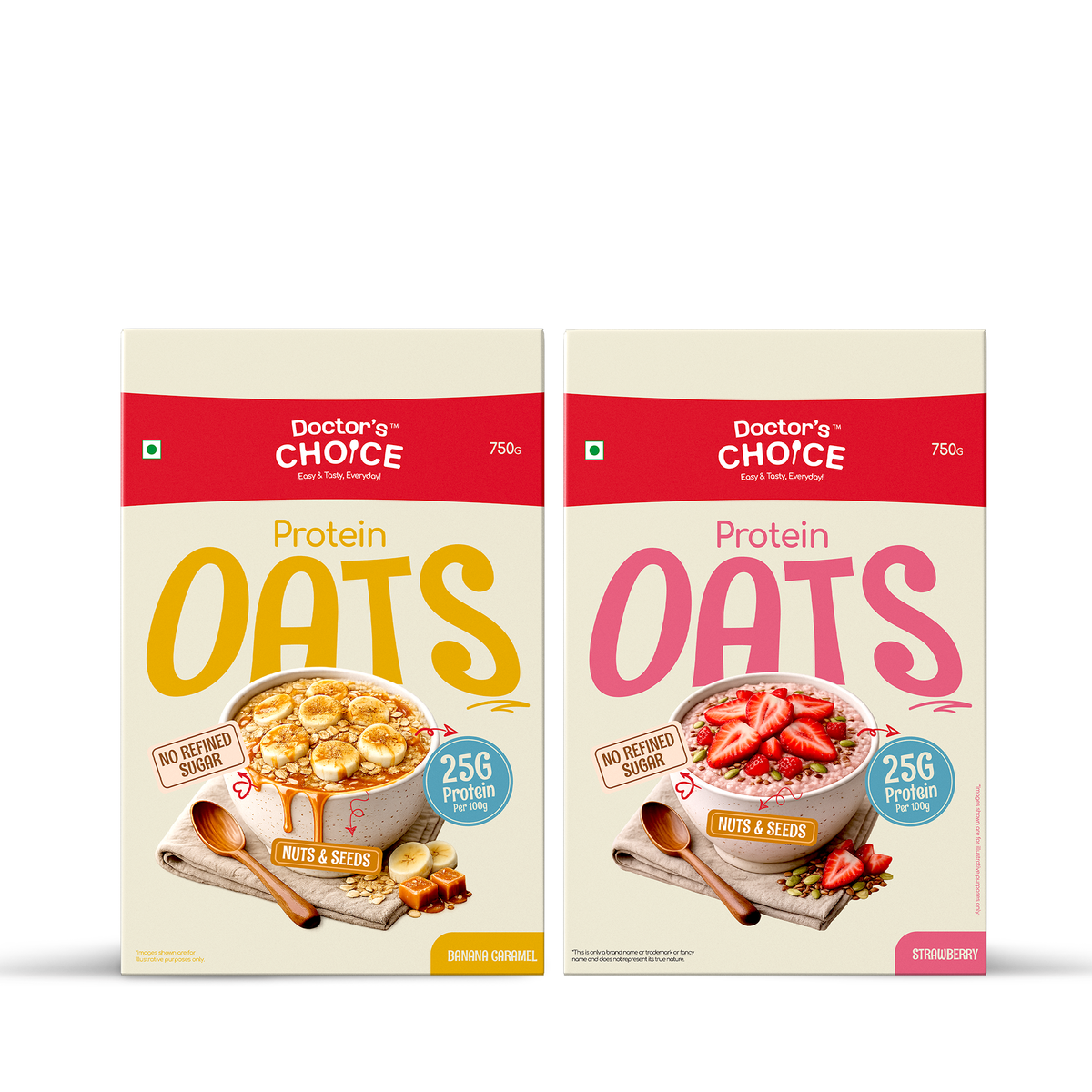 Protein Oats Combo – Banana Caramel & Strawberry Protein Oats