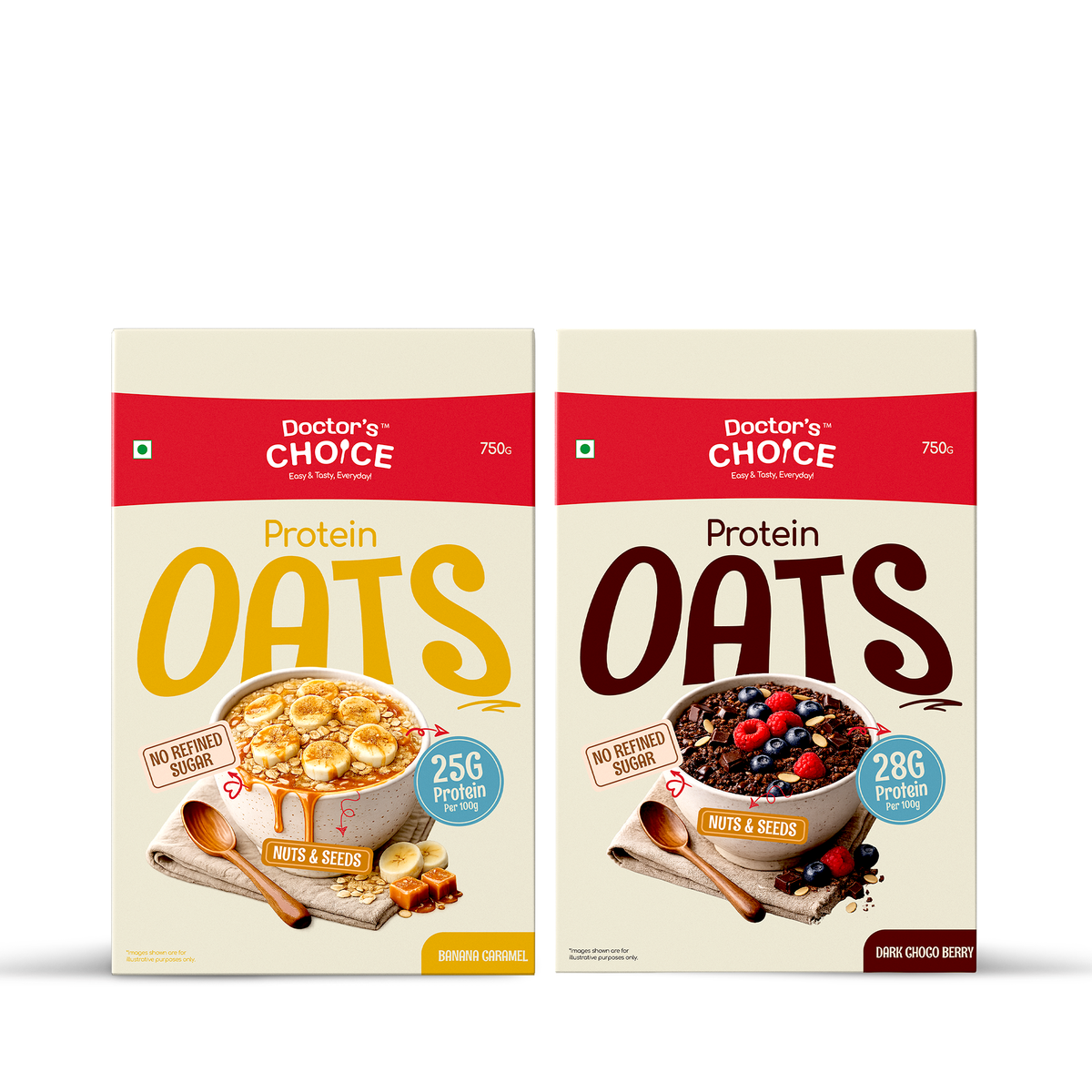 Protein Oats Combo – Banana Caramel & Chocolate Protein Oats