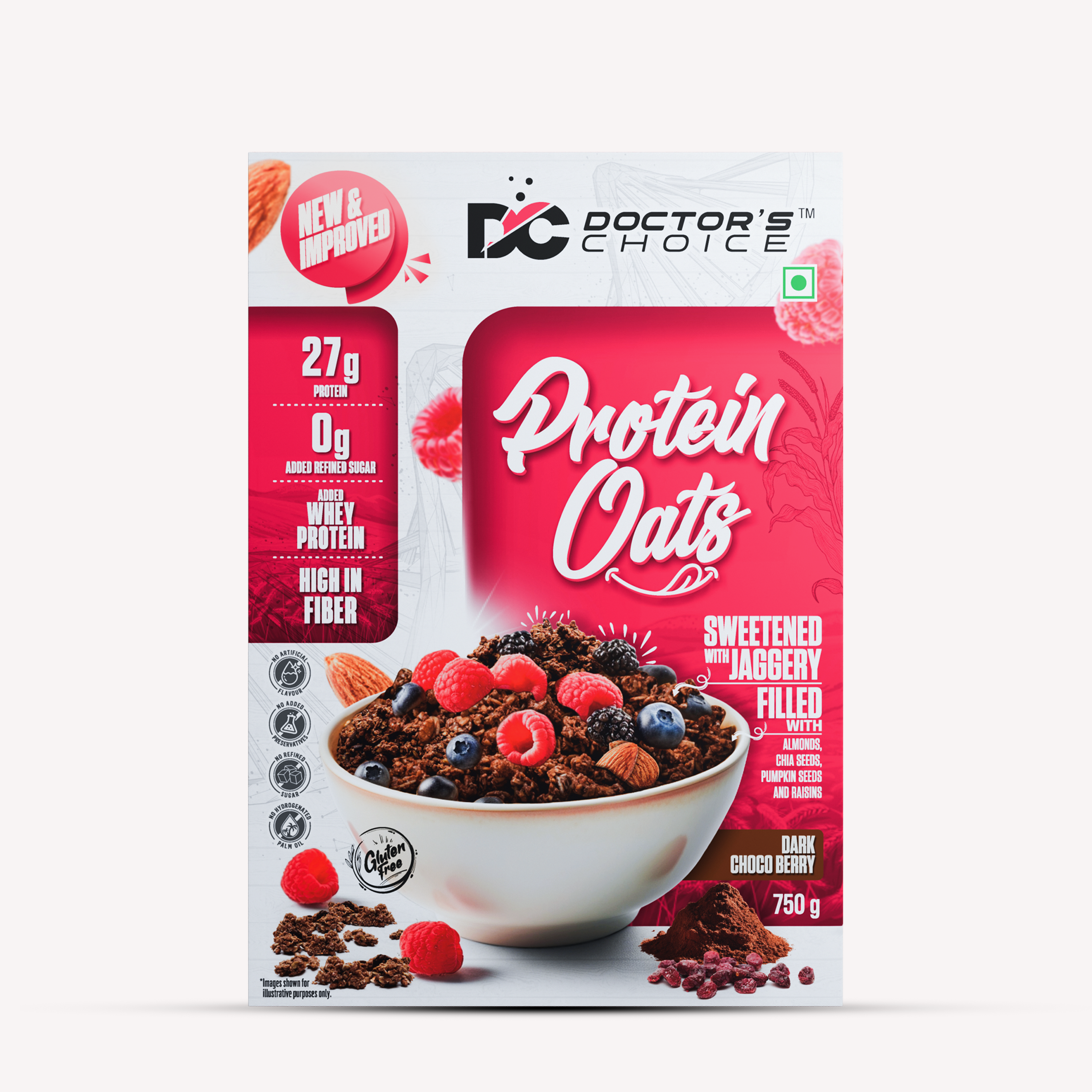 Doctor's Choice Dark Choco Berry Protein Oats 750 GM
