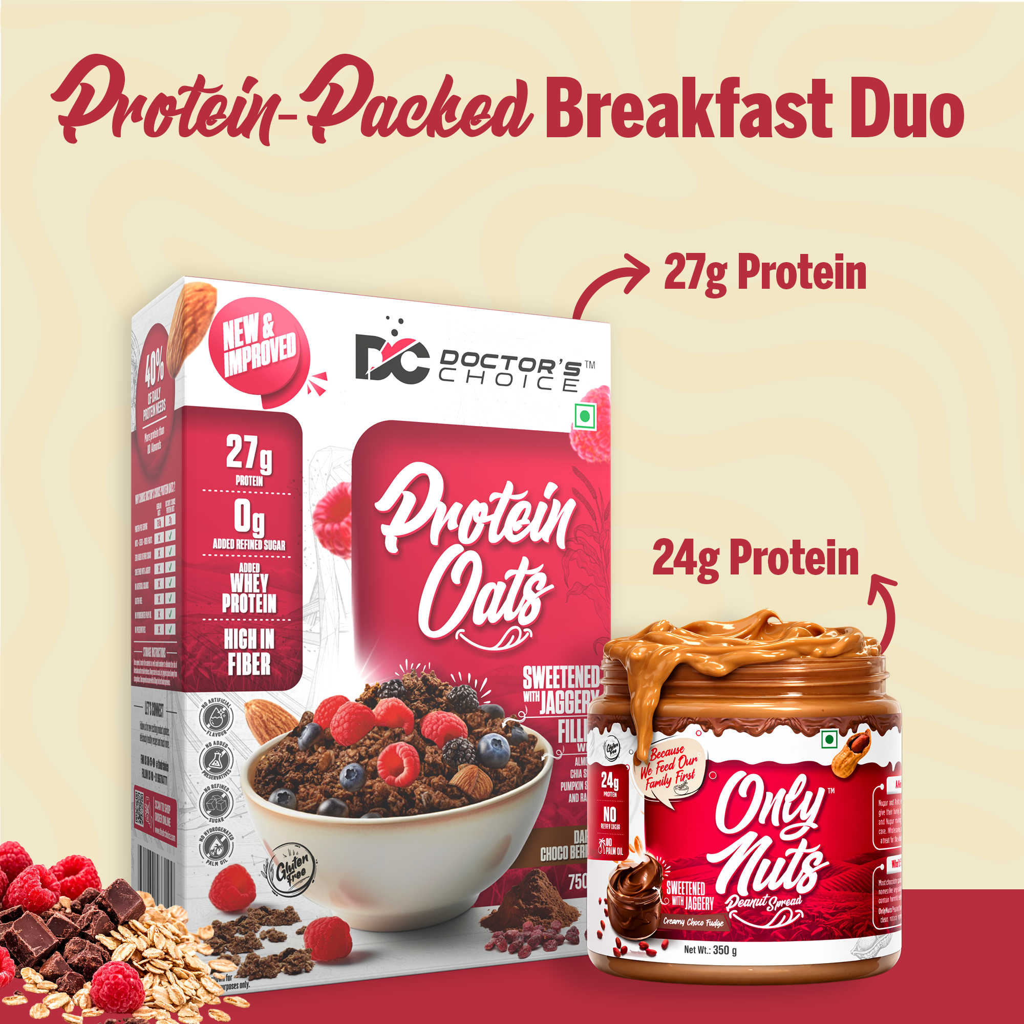 Protein Oats 750g + Choco Fudge Peanut Spread 750g