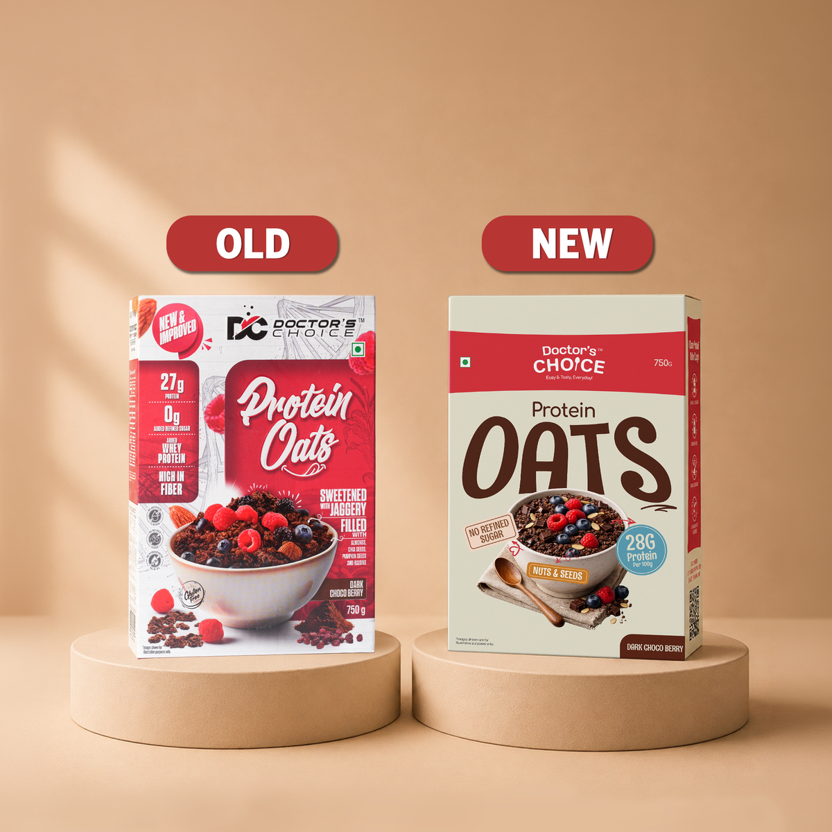 Doctor's Choice Dark Choco Berry Protein Oats 750 GM