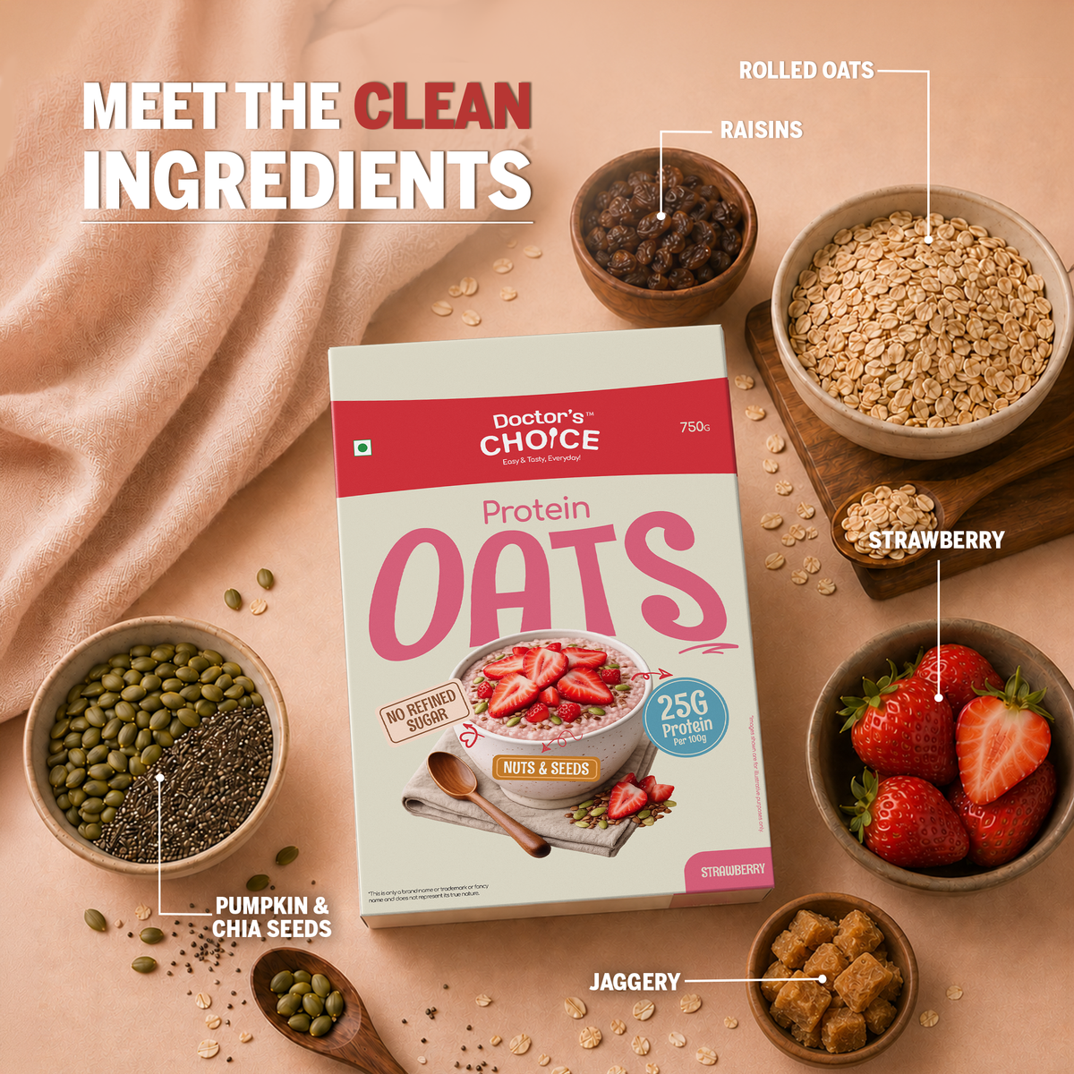 Doctor's Choice Strawberry Protein Oats