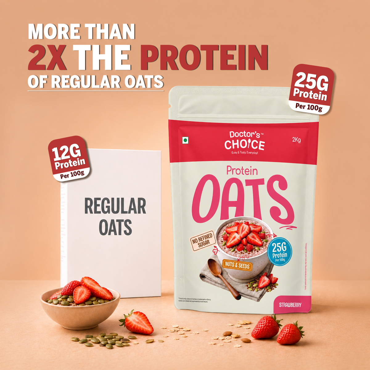 Doctor's Choice Strawberry Protein Oats 2kg