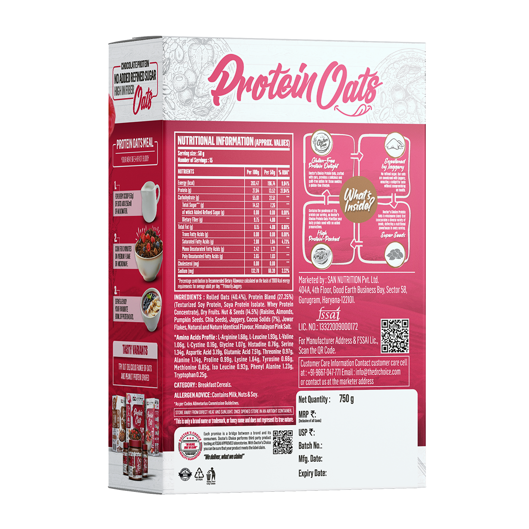 Doctor's Choice Chocolate Protein Oats 750 GM