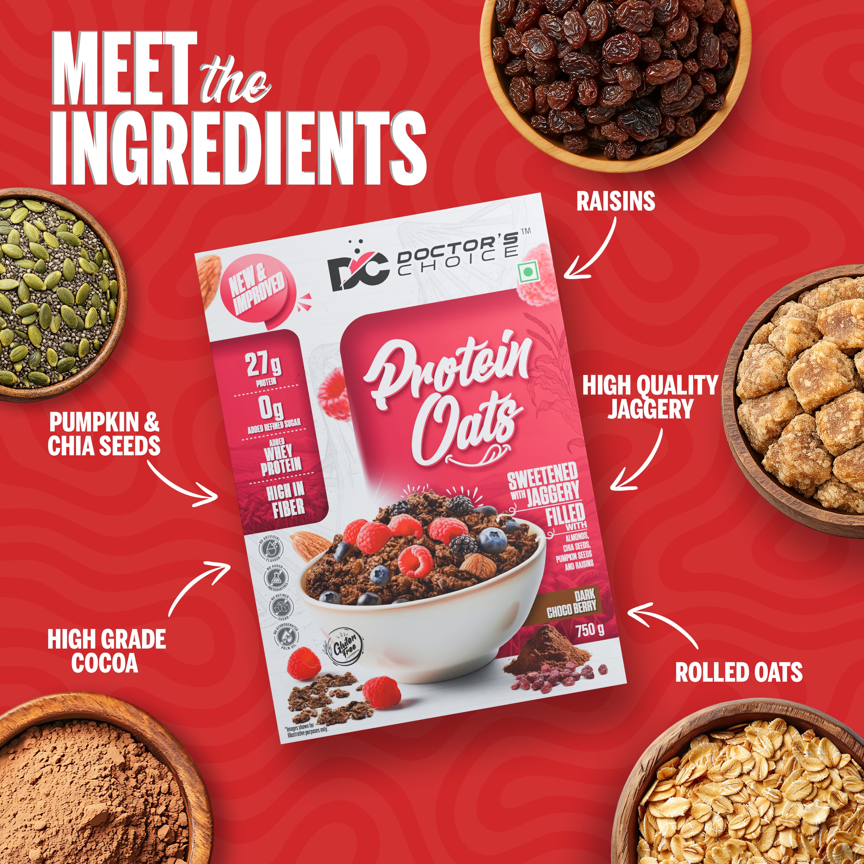 Doctor's Choice Chocolate Protein Oats 750 GM