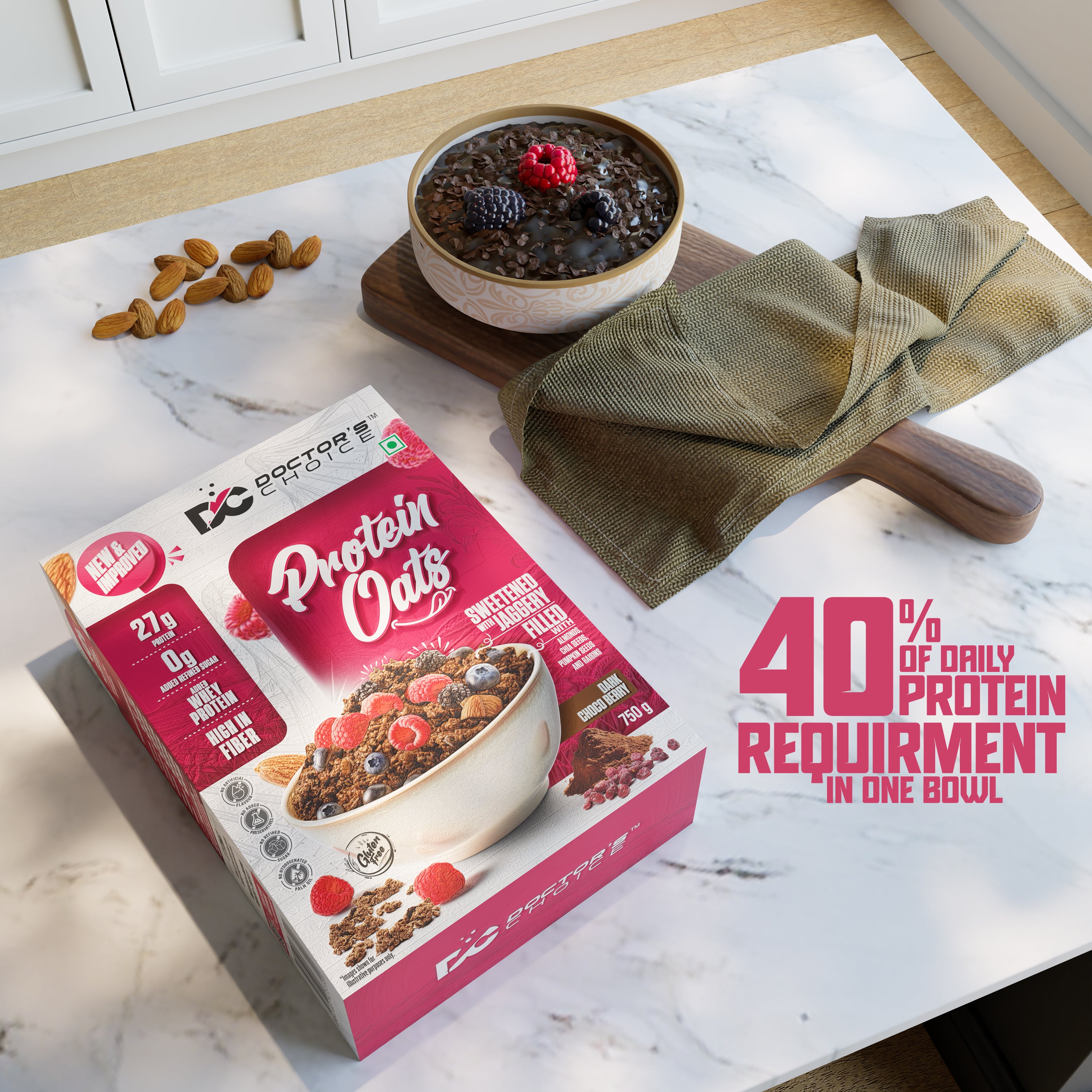 Doctor's Choice Chocolate Protein Oats - 27g Protein