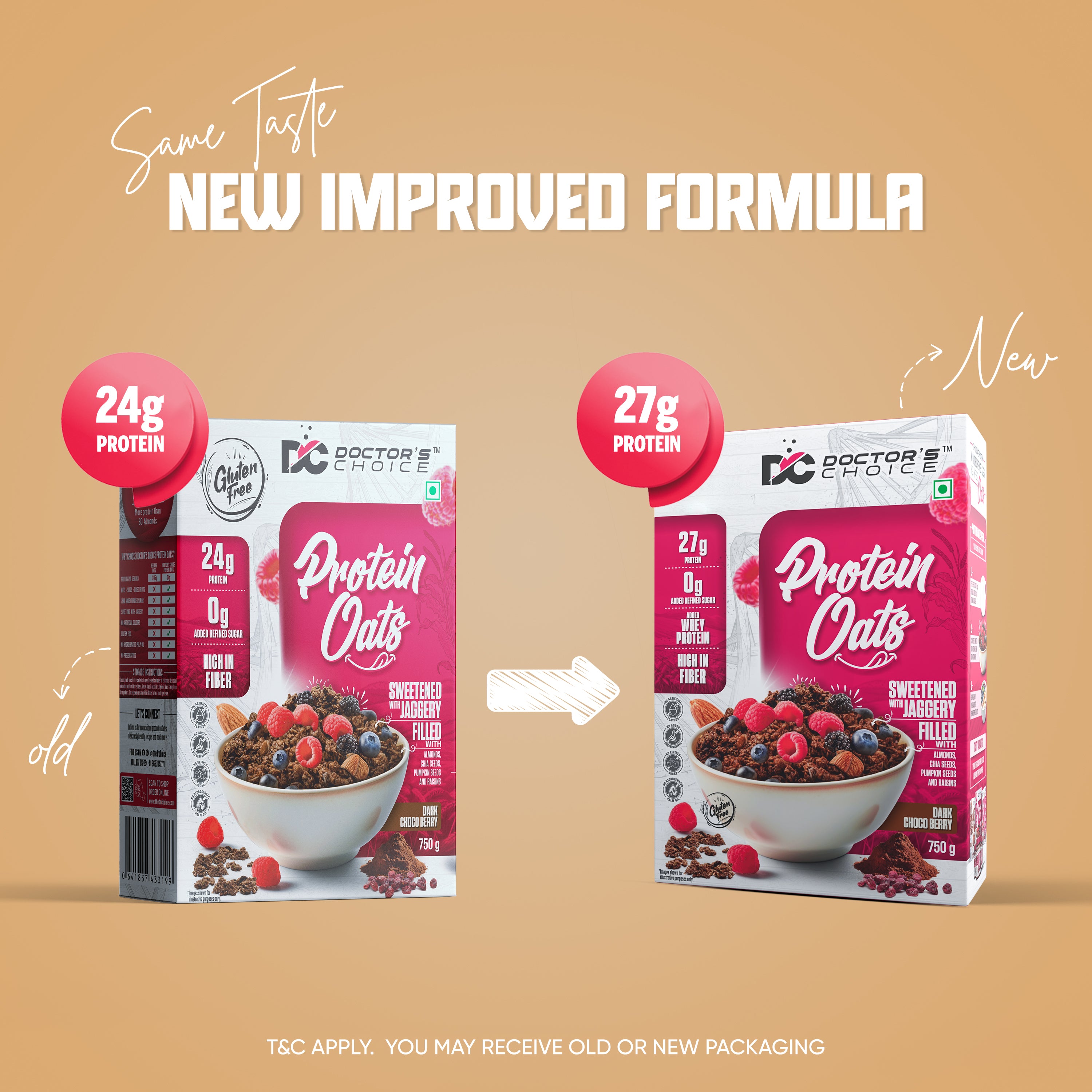 Doctor's Choice Chocolate Protein Oats - 27g Protein