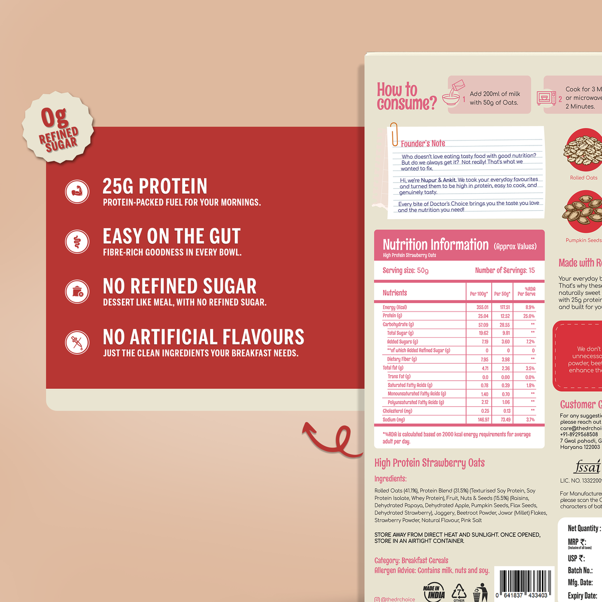 Doctor's Choice Strawberry Protein Oats