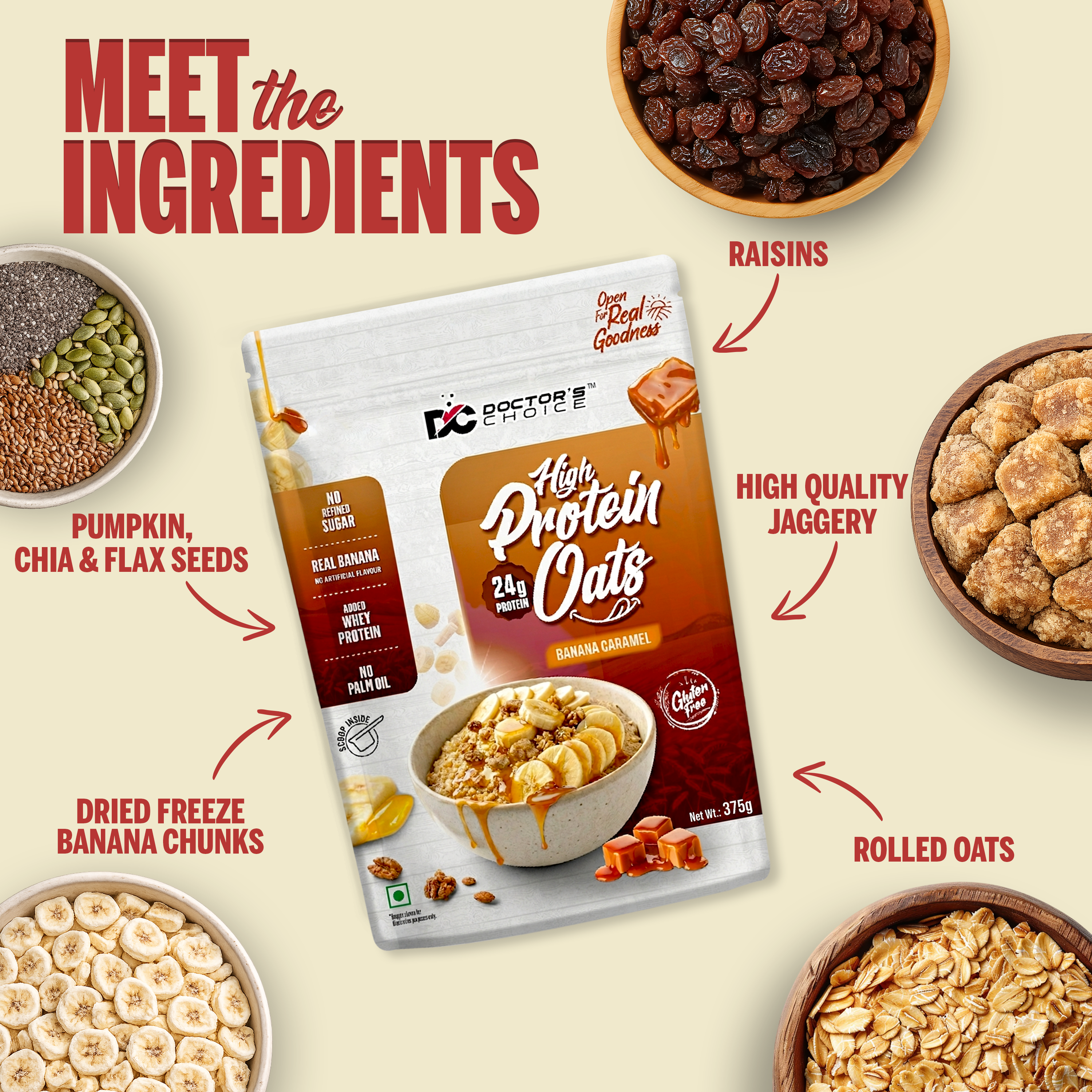 Protein Oats (Banana Caramel) 375 GM