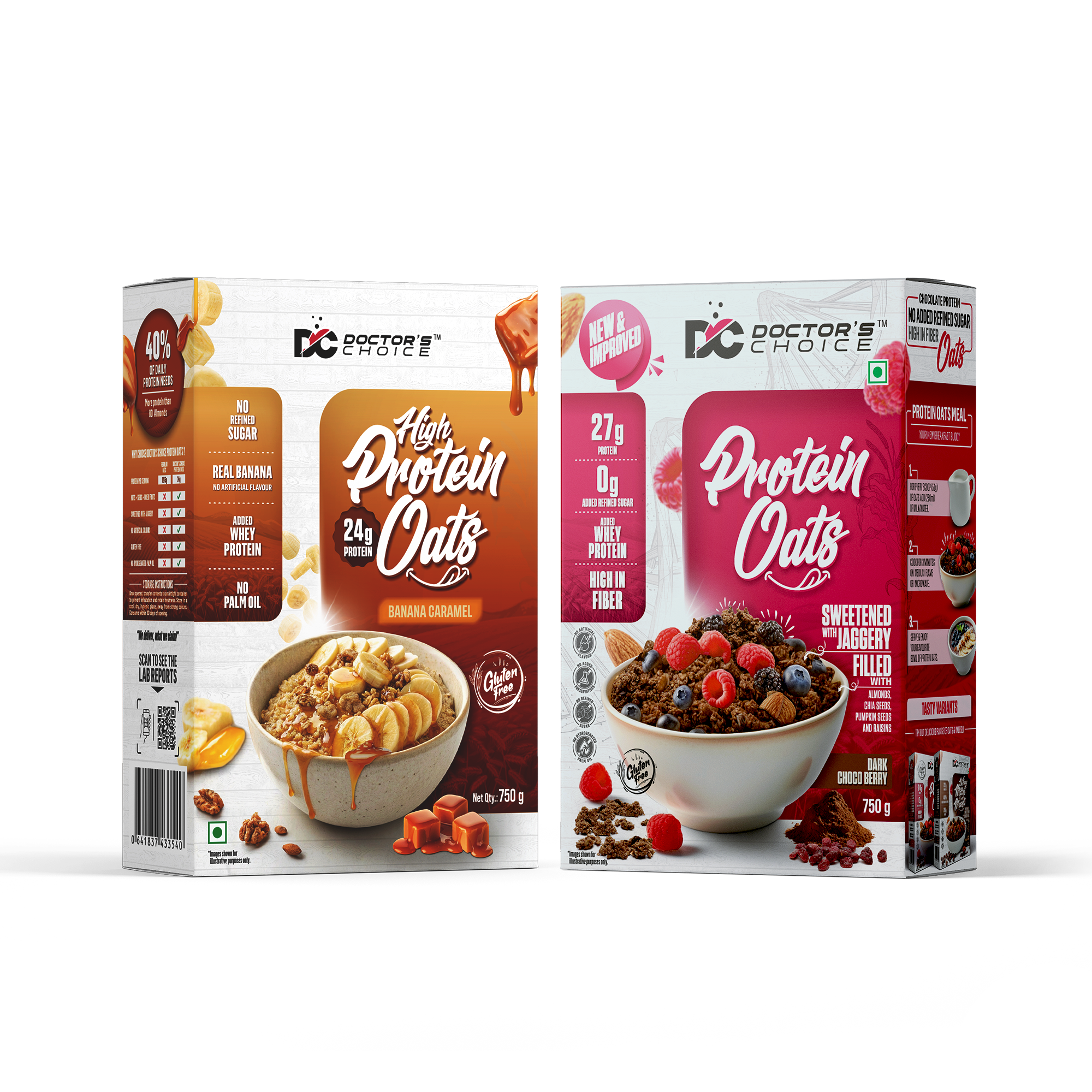 Protein Oats Combo – Banana Caramel & Chocolate Protein Oats