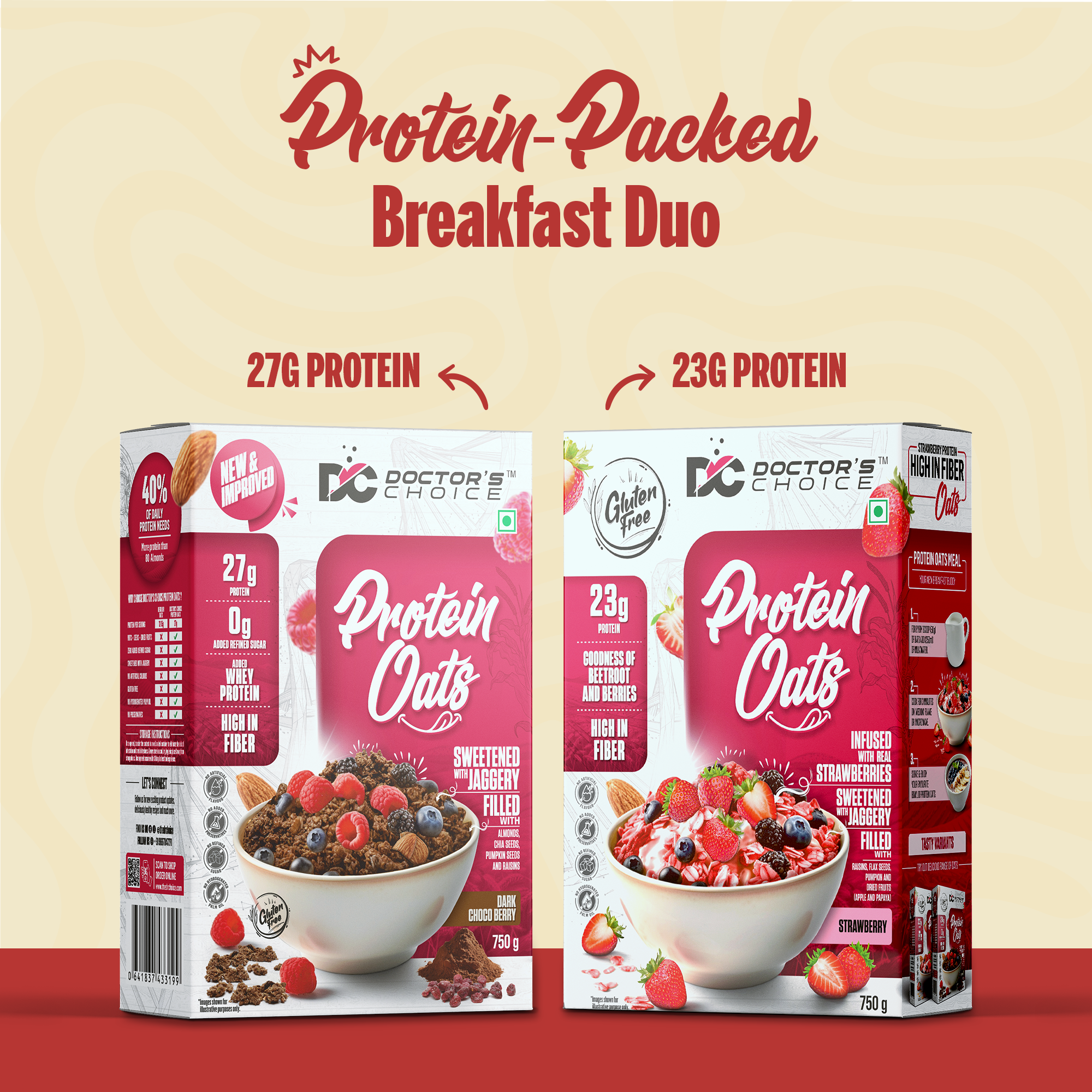 Protein Oats Combo – Chocolate & Strawberry Protein Oats