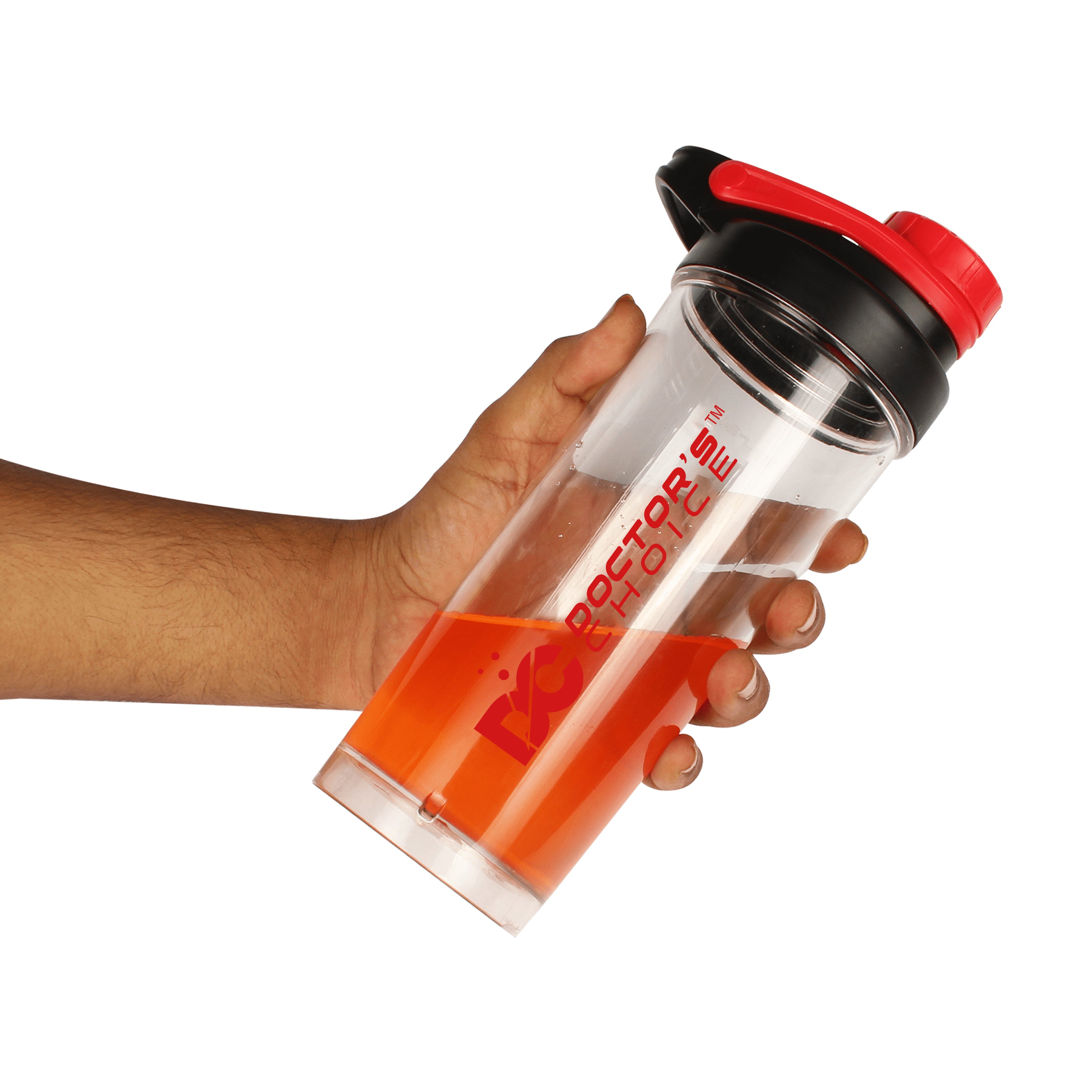 Doctor’s Choice Smart Shaker with imported steel ball (750ml) Transparent white-red
