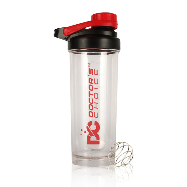 Doctor’s Choice Smart Shaker with imported steel ball (750ml) Transparent white-red